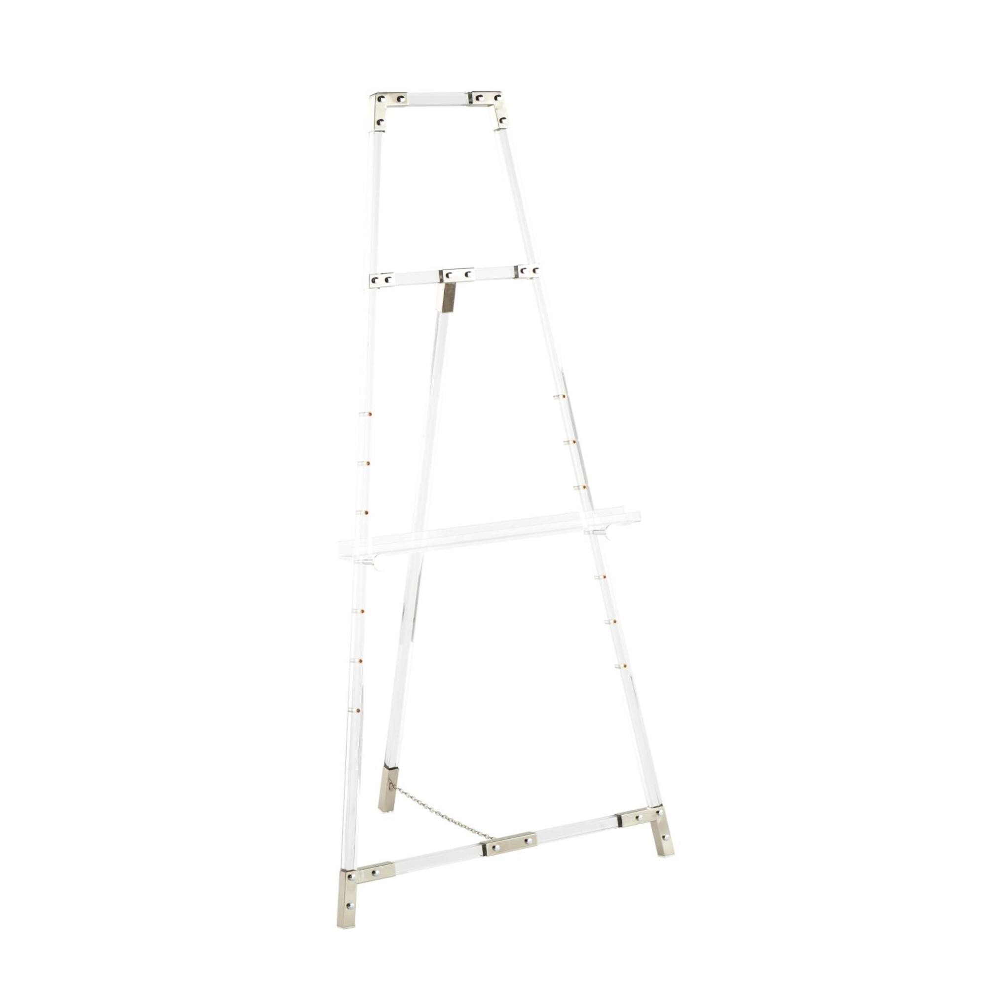 57" Clear Acrylic Plastic Adjustable 7-Tier Display Easel with Silver Accents & Chain Support